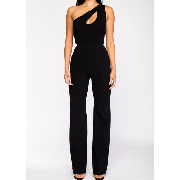 One Shoulder Sleeveless Wide Leg Knit Jumpsuit - Picture 5 of 7
